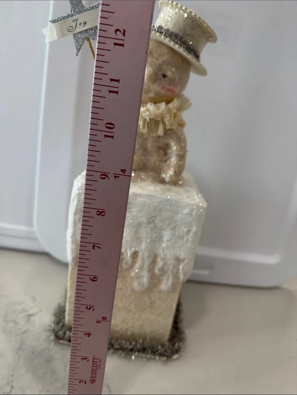 Ivory Glitter Snowman by Bethany Lowe with 'Joy' Star